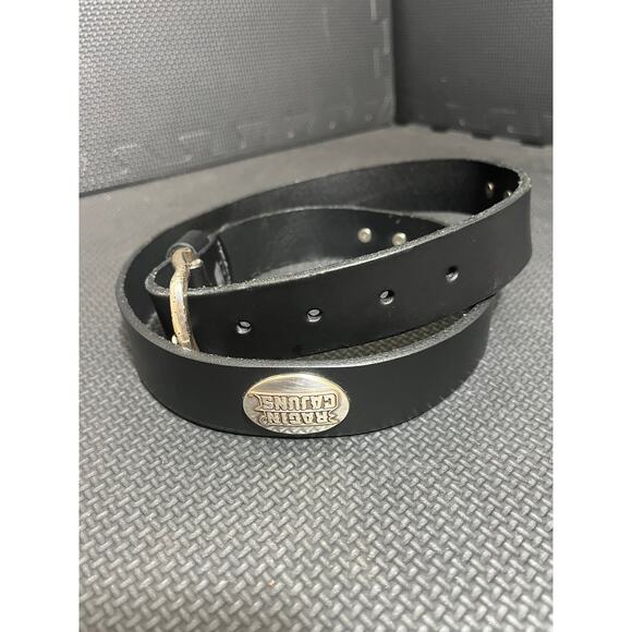 Louisiana Genuine Leather Ragin Cajuns Black Belt Silver Buckle Size 36 Western - Picture 2 of 7